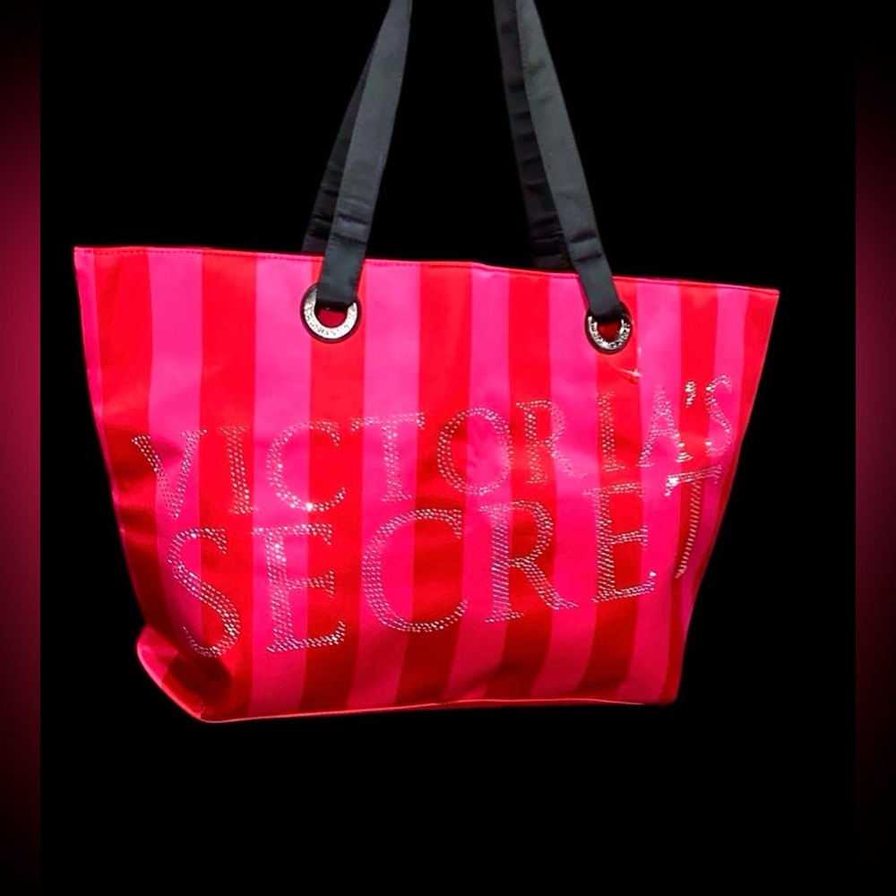 Victoria's Secret Large Tote Bag, Pink and Red Stripes, Wedding, Valentine’s day